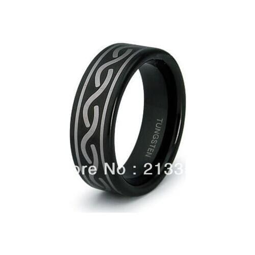 FREE SHIPPING USA WHOLESALES CHEAP PRICE BRAZIL RUSSIA CANADA UK HOT SALE 8MM PIPE BLACK BRIDAL A MENS TUNGSTEN WEDDING RING