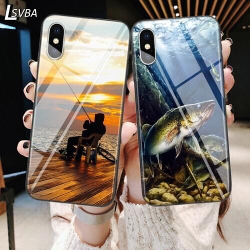 For iPhone 12 11 Pro Max mini Cover Hunting Fishing art fish for iPhone Max XR X 8 7 6 Plus 6S 5S SE Bright Phone Case