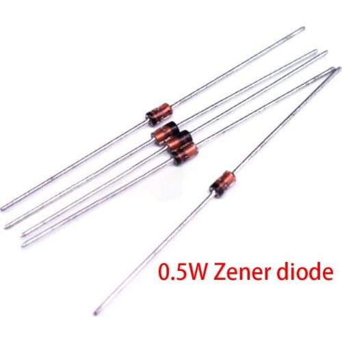 100pcs 0.5W Zener diode 500MW DO-35 1/2W BZX55C 11V 12V 13V 15V 16V 18V 20V 22V 24V 27V 30V 33V 36V 39V 43V 47V