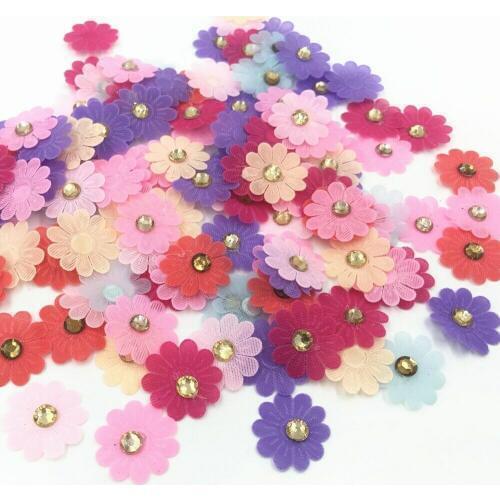 DIY 200pcs Rhinestone Flower Felt Appliques Mixed Colors scrapbooking Decorative crafts 19mm