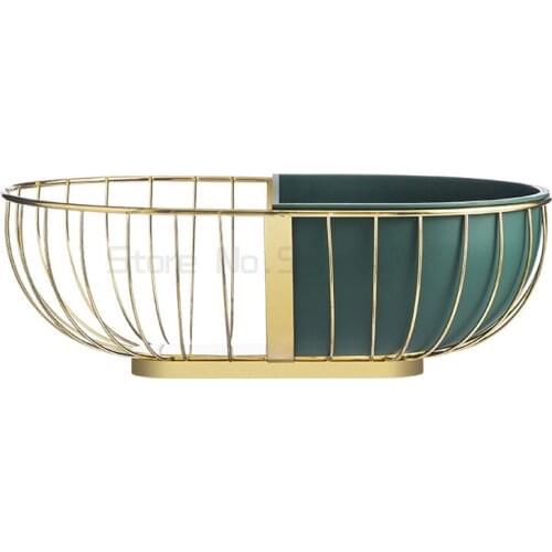 Home iron water fruit basket light luxury fruit plate living room modern double basket fruit basin creative simple snack storage
