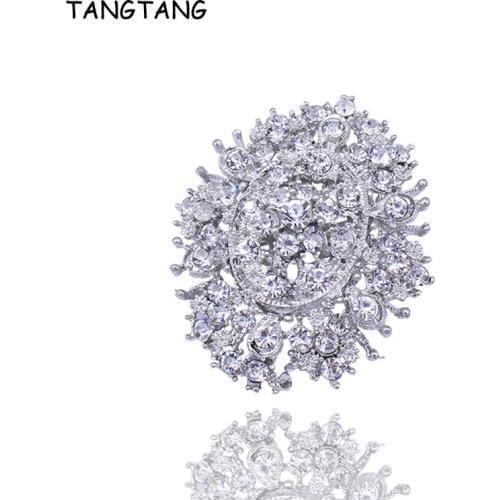 Hot Sale Fashion Men Jewelry Pin - Oval Clear Crystal Rhinestone Sparkly Brooch Pin Jewelry, Item No.: BH7103