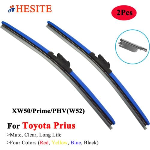 2Pcs Colored Boneless Wiper Blade For Toyota Prius Series XW10 XW20 XW30 XW50 97-18 Windscreen Winter Wipers With Natrual Rubber