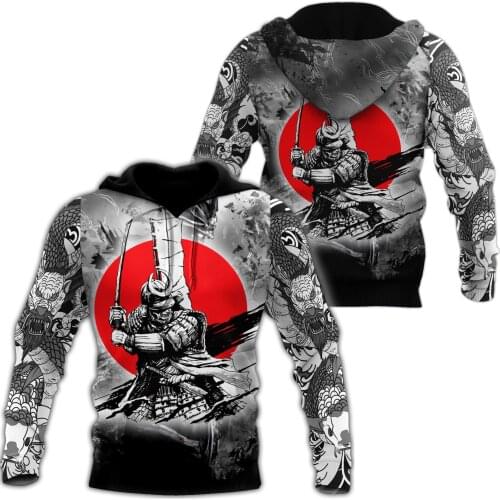 Autumn Fashion Retro Hoodies Beautiful Samurai Tattoo 3D Printed hoodies Unisex Zip Pullover Casual Harajuku Streetwear DW0401