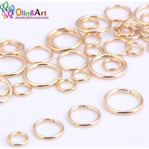 OlingArt KC gold Jump Ring 6mm/9mm/10mm/12mm link loop Mixed size DIY Jewelry making Connector Wire diameter 1.0MM