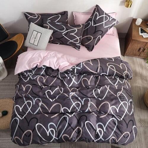 Home bedding set 3/4pcs flat sheet set heart bed linen set sheet & pillowcase & duvet cover set king size bedclothes bed cover