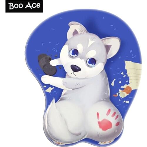 Cute Husky Animal 3D Mouse Pad with Soft Gel Wrist Rest 10.2"x8.5"