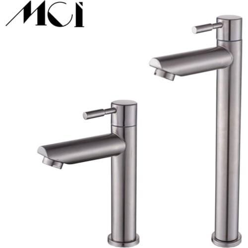 304 stainless steel kitchen faucet bathroom sink faucet countertop single cold faucet anti-corrosion and anti-rust faucet Mci