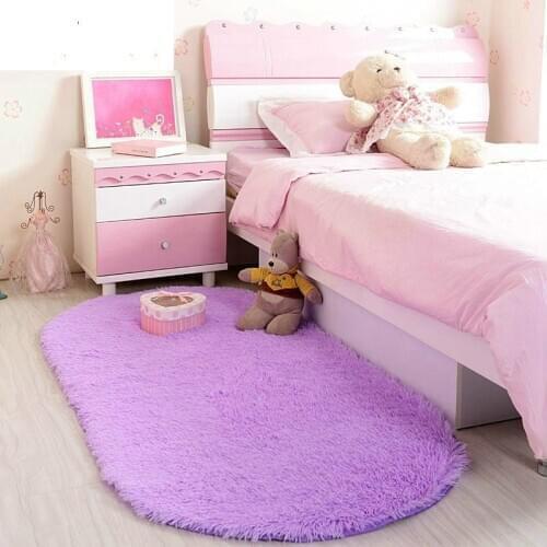 Ellipse Shape Pink Area Rug Bedroom Living Room Short Hair Soft Carpet Popular Non-slip Baby Mat (1pc) 12Colors