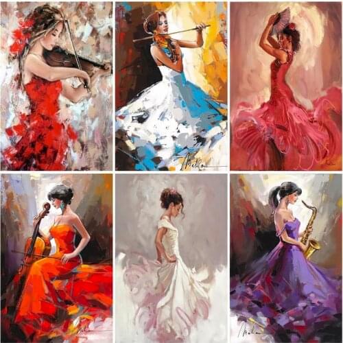 SDOYUNO 5D Diamond Painting Kits Dancer Cross Stitch Diamond Embroidery Cross Stitch Figure Picture Kits Wall Decor