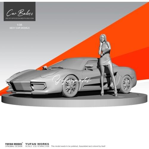 1/35 YUFAN MODEL Resin model kits (1 Sports car + 1 beauty)self-assembled YFWW-2108