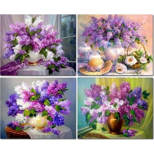 GATYZTORY Paint By Numbers Kits For Adults Kids Flowers Canvas Painting Lavender Acrylic Paints Decorative Frames DIY Home Decor