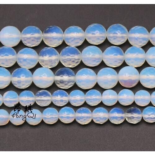Natural Stone Faceted Opal Round Loose Beads 4 6 8 10 12mm Pick Size Spacer Beads For Jewelry Making DIY Bracelet 15'' Strand