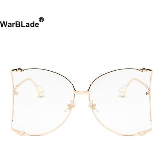 New Women Fashion Pearls Glasses Frame Ladies Brand Clear Lens Glasses Unique Eyeglasses Frame Female Half Round Eyewear UV400