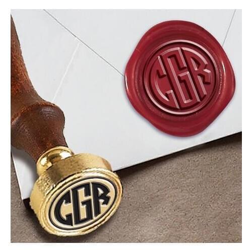 Personalized Monogram 3-Initial Custom Wax Seal Stamp 1" Die- #71 Circle Monogram