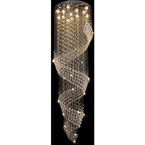 Modern Crystal Chandelier Rain Drop Rhombus Design Ceiling Light Fixture Stairs Chandelier Duplex Rotary Lamp Villa led lamps