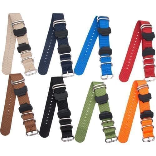 22MM Fabric Strap Silver Stainless Steel Pin Buckle For NATO Nylon Watchband Watch Accessories Replacement For Casio G-shock