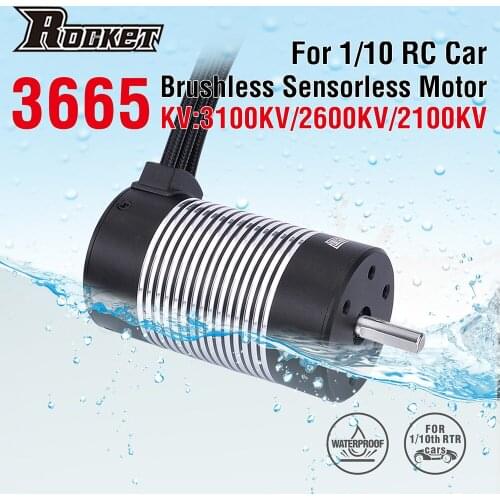 Rocket 3665 Waterproof Brushless Sensorless Motor 3100KV 2600KV 2100KV for 1/10 RC Car