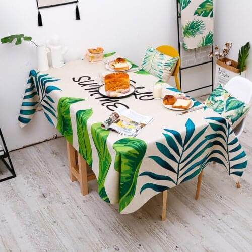 RZCortinas Tropical Leaves Wedding Table Cloth Rectangular Dining Table Cover Dustproof Cotton Linen Table Cloth Home Decor
