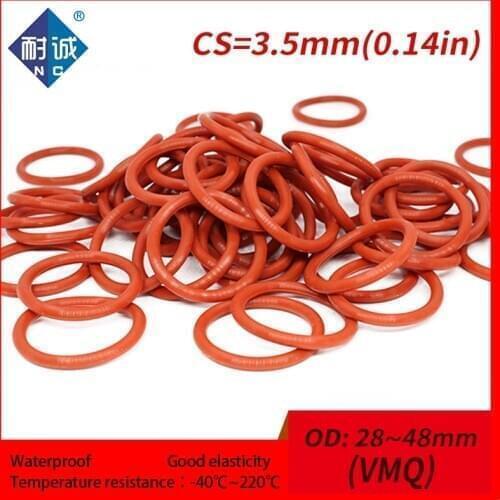 2PCS/lot Silicone rubber oring Red VMQ CS3.5mm OD28/32/35/37/38/40/44/45/48mm O Ring Gasket Silicone O-ring waterproof