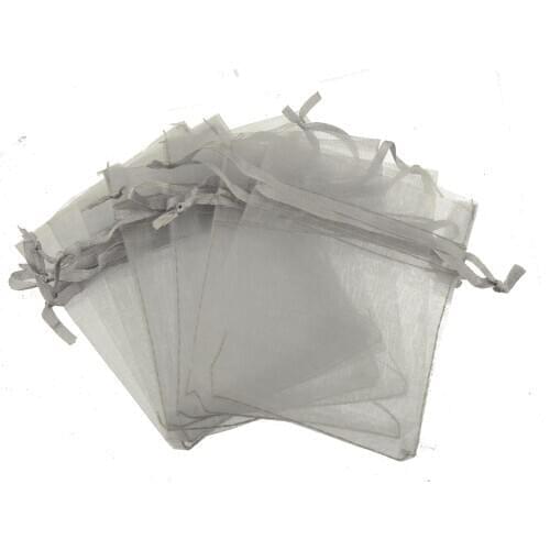 Earring packaging for decoration display organza thin soft gray lucency not seal friend gifts bags 7x9cm cheap execllent 30pcs
