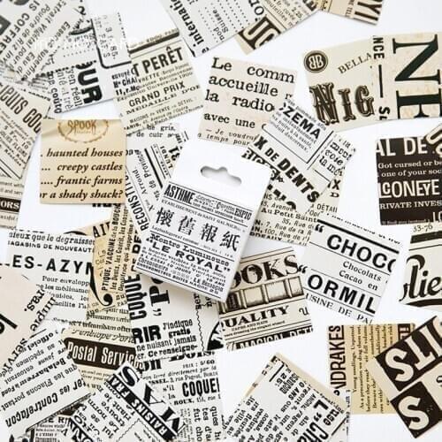 Vintage English Newspaper Adhesive Sticker Creative Decorative Diary Album DIY Stationery Stickers Stick Label