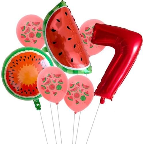 Summer Party Balloons Fruit Watermelon Birthday Decoration Number Balloon Kids Birthday Party Baby Shower Decor Globos