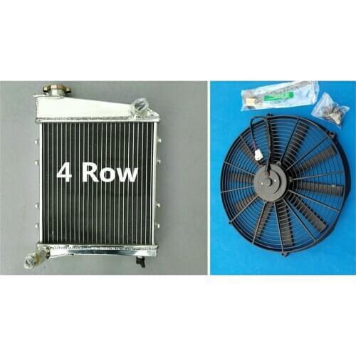 4 Row ALUMINUM RADIATOR + Fan FOR AUSTIN ROVER MINI COOPER & MORRIS 1967-1991 90 89 88 80 70 77 75 68