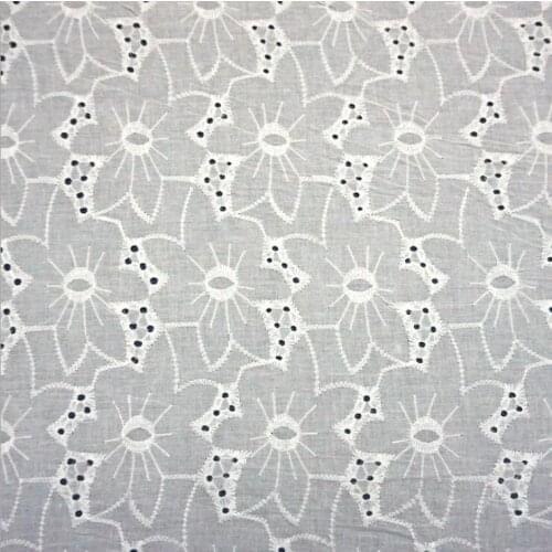 White Flower Hollow Out Lace Cloth Embroidered Womens Summer Cotton Cloth Hollow Lace Fabric