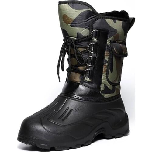 Winter Military Tactical Boots Men Desert Combat Mid-Calf Boots Outdoor Mens Army Waterproof Snow Boots Non-Slip Fishing Shoes