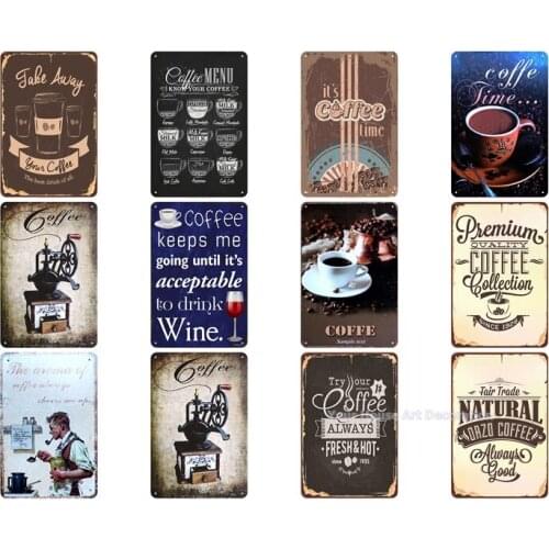 Retro Signs Coffee Vintage Metal Tin Sign Man Cave Shabby Metal Sign Plaque Decor Wall Decor for Bar Pub Poster Metal Plate