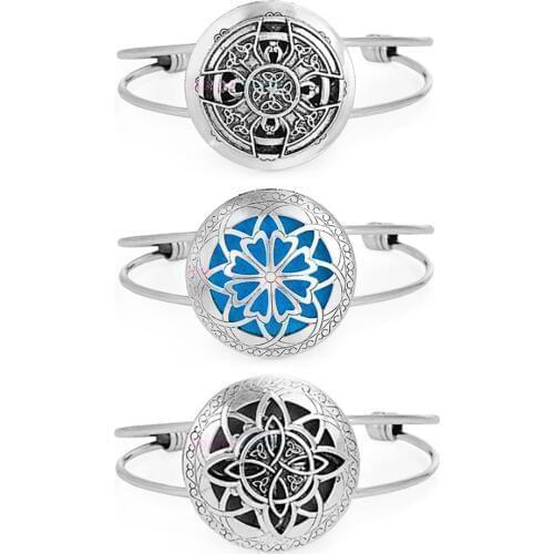 1pcs Round Antique Vintage Aromatherapy Viking Bracelet Charm Lockets Bracelets Perfume Essential Oil Diffuser Bangles Bracelet