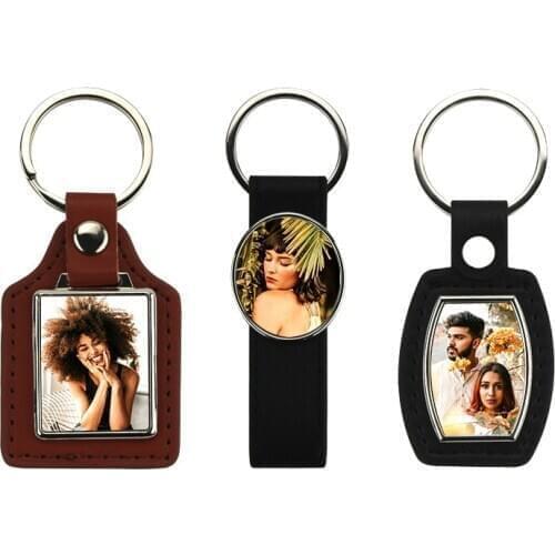 20pcs/lot free shipping Blank sublimation Leather + metal key chain for heat transfer printing DIY new styles