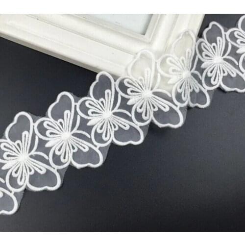 2 Yards 6cm/2.4'' Width New Fashion Guipure Butterfly Applique Organza Lace Trim Sewing DIY Trim