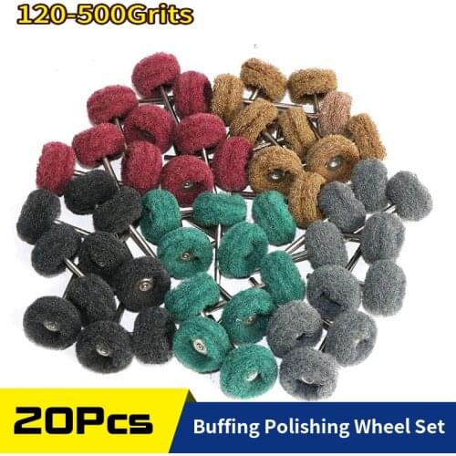 20 Pieces 1 Inch Abrasive Wheel Buffing Polishing Wheel Set Polishing Wheel for Dremel Rotary Tool, 4 Grits