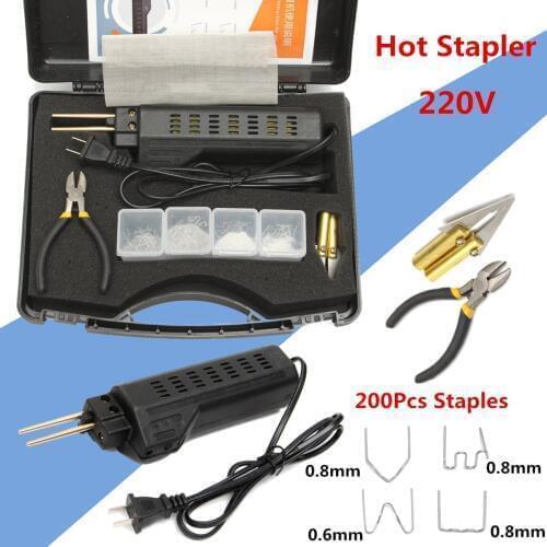 220-250V Hot Stapler Car Bumper Plastic Welding Torch Fairing Auto Body Tool Welder Machine 0.6/0.8mm + 200 Staples kit