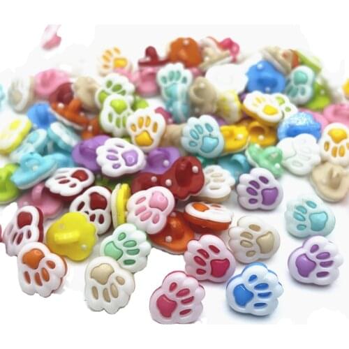 100pcs candy color small bear paw multicolour cartoon child plastic button childrens clothing sewing crafts 13mm