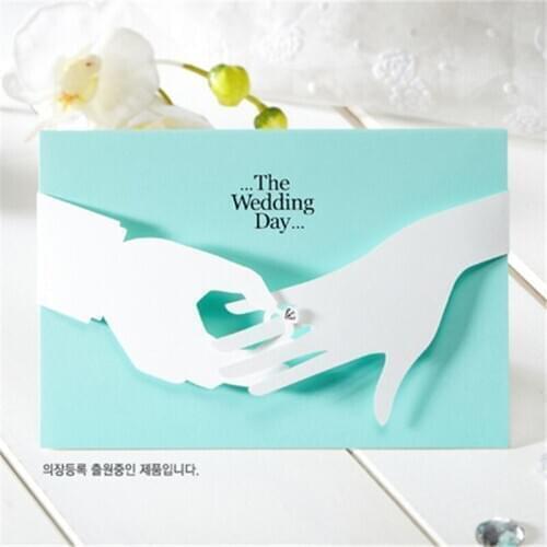 50pcs Blue Inviting Card Laser Cut Paper Event Party Supplies Decoration Lover Romantic Wedding Invitation