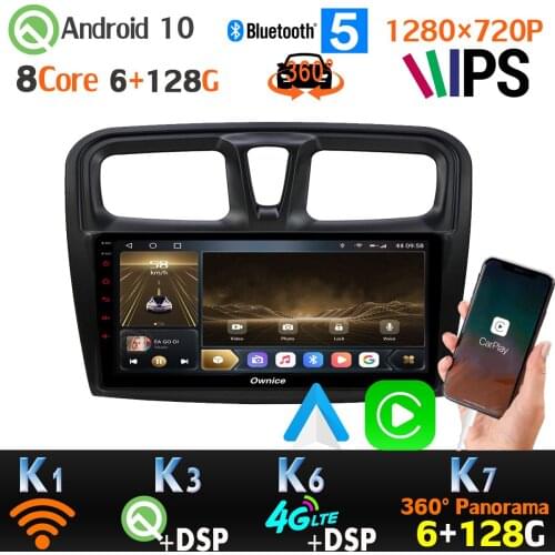 1280*720P Android 10.0 For Renault Sandero Logan 2 Symbol Dacia GPS Radio Head Unit auto CarPlay 360 4*AHD Camera 4G LTE WiFi
