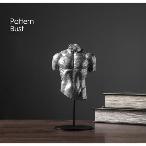 Home Decor Accessories Curve Texture Half Length Body Art Statue With Black Metal Stand Living Room Ornament Objects Statue Gift