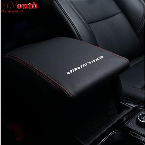 Auto Armrest Center Consoles Cushion Cover Pad For Ford Explorer 2020 2021 Leather Car Armrest Box Cushion Protector Interior
