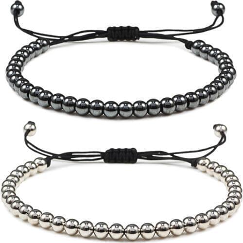 Handmade 5mm Beads Balls Braided Macrame Charm Beaded Bracelet Bangles Adjustable Rope Jewelry For Men Women Pulseira Masculina