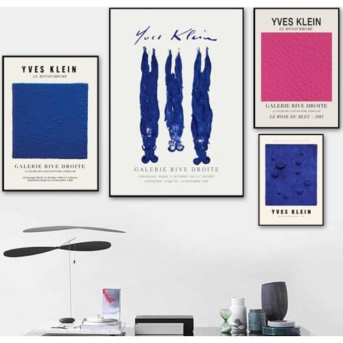 Klein Blue Art Prints Yves Klein Monochrome Exhibition Poster French Modern Art Wall Picture Canvas Painting Home Room Decor