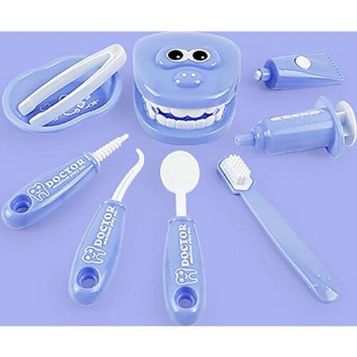 9PCS Childrens Pretend Toy Dentist Check Tooth Model Set Medical Kit Educational Role Playing Simulation Learning Toy