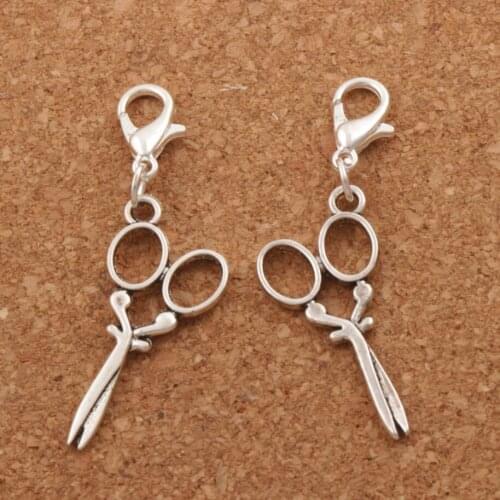 Long Scissors Lobster Claw Clasp Charm Beads 43.6x13.2mm 28PCS zinc alloy Jewelry DIY C231 LZ