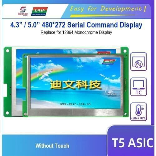 Dwin Serial Command Display, 4.3" DMT48270C043_04WN / 5.0" DMT48270C050_04WN 480X272 LCD Module Screen replace Graphic 12864