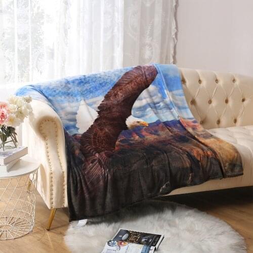 MERRYLIFE Flannel Eagle pattern for Beds Coral Fleece Blankets Animal print Single Flannel Bedspreads Soft Warm Blankets for Bed