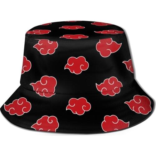 NOISYDESIGNS Anime Akatsuki Print Cloud Bucket Hats For Women Men Sun Outdoor Fishing Girls Caps Sunscreen Black Fishermans Hat