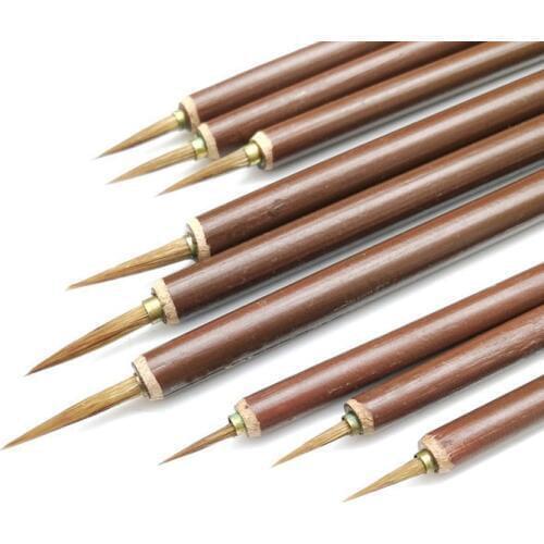 1pc Wolf Hair Brush Hook Line Pen Calligraphy Pens Bamboo Penholder Artist Drawing Painting Watercolor Painting Supplies