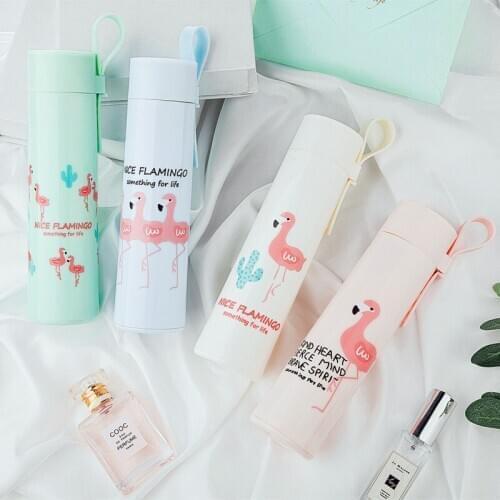 New Girl Cup Kid 's Mug Flamingo Glass Liner Water Cup Fashion Student Glass Water Cup Portable Handle Cup Advertising Cup